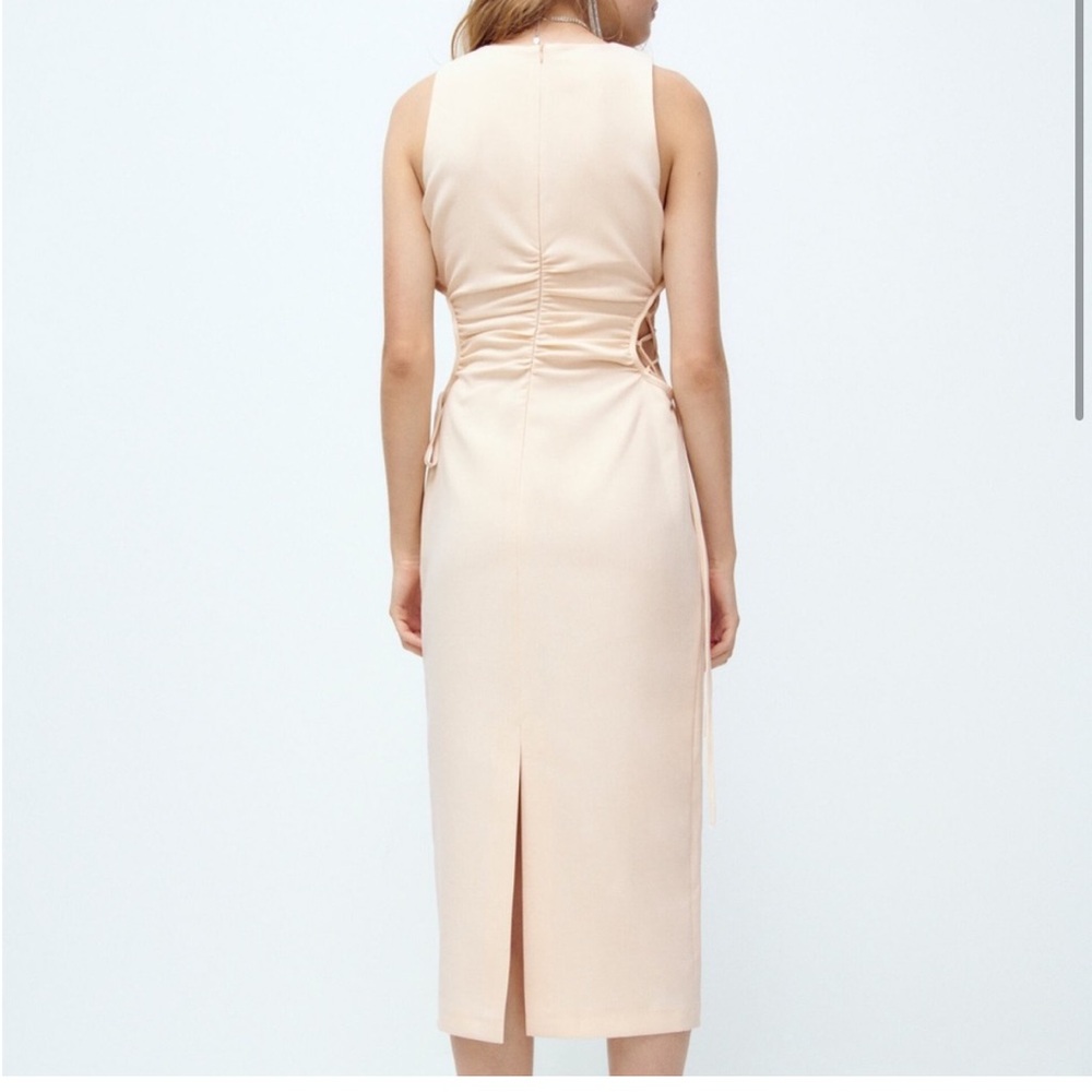 NWT Zara Cut Out Dress | XS Oatmeal Color - Picture 3 of 10